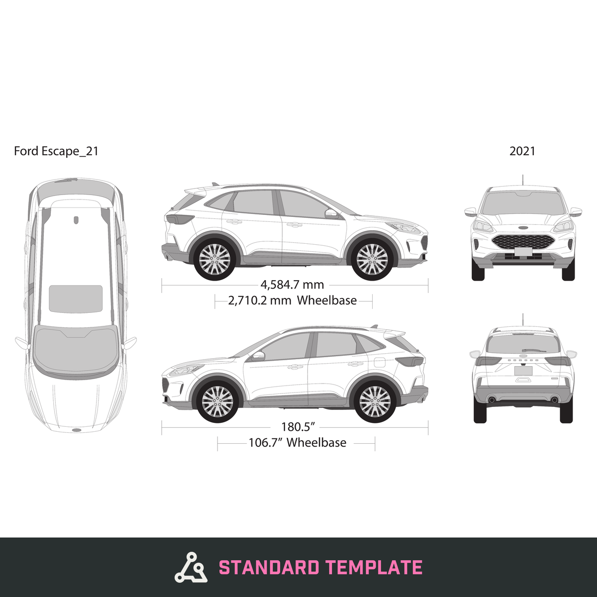 2021 Ford Escape vector wrap template, Design-Ready PDF - GravBase
