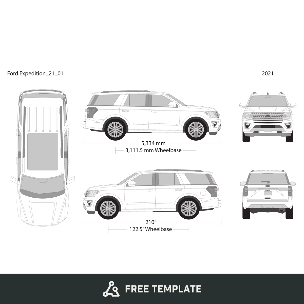 2021 Ford Expedition free vector vehicle wrap template - GravBase