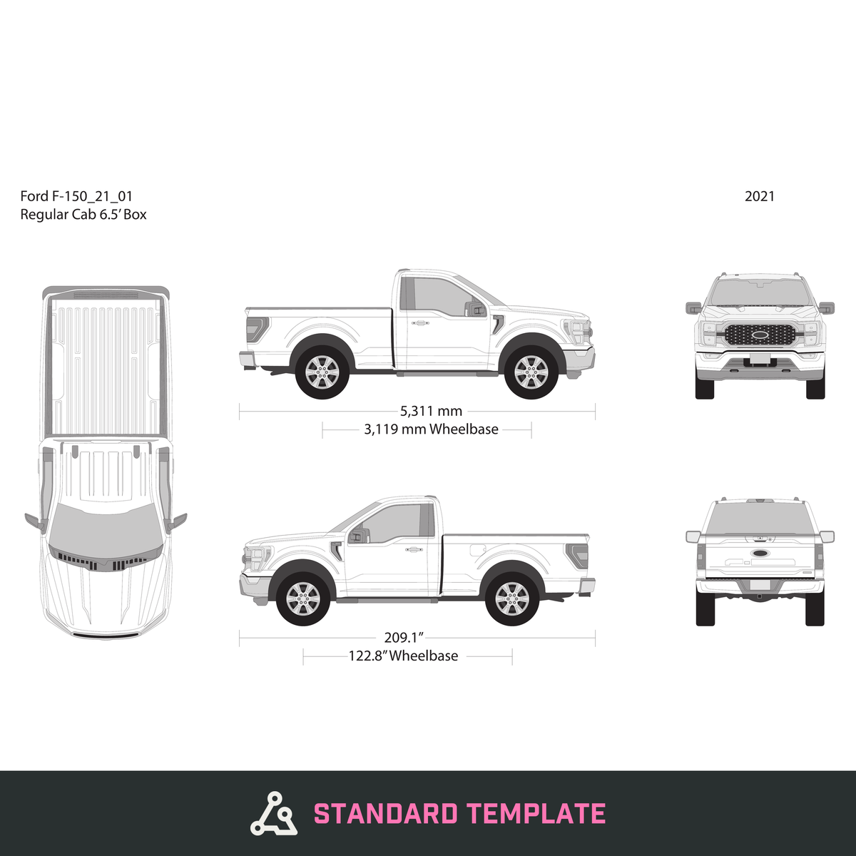 2021 Ford F-150 vector wrap template V01, Design-Ready PDF - GravBase
