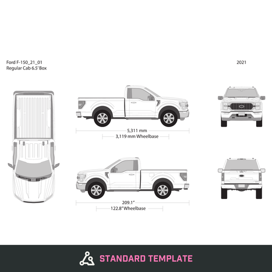 2021 Ford F-150 vector wrap template V01, Design-Ready PDF - GravBase