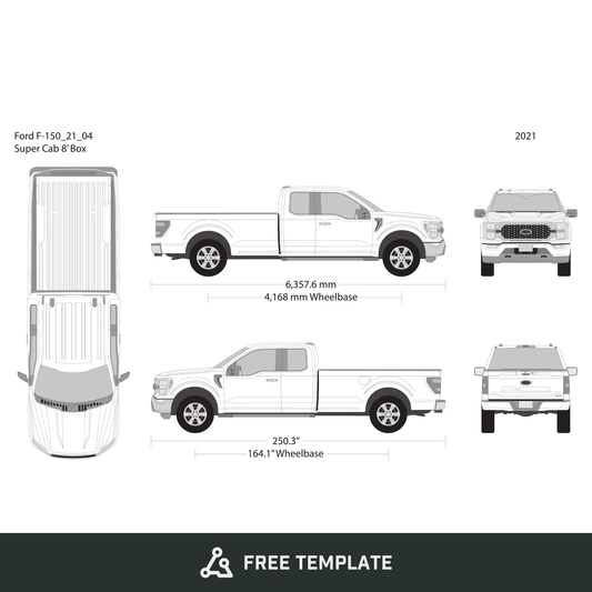 2021 Ford F-150 free vector vehicle wrap template - GravBase
