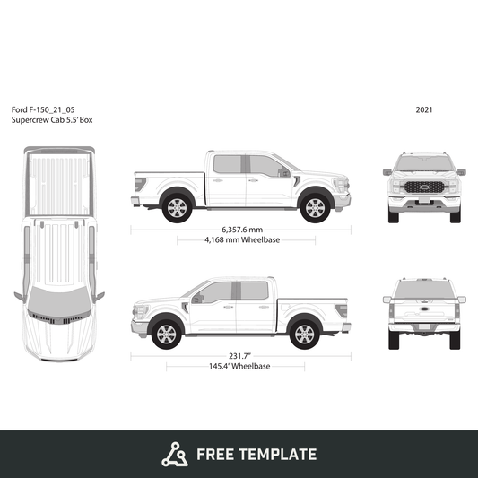 2021 Ford F-150 free vector vehicle wrap template - GravBase