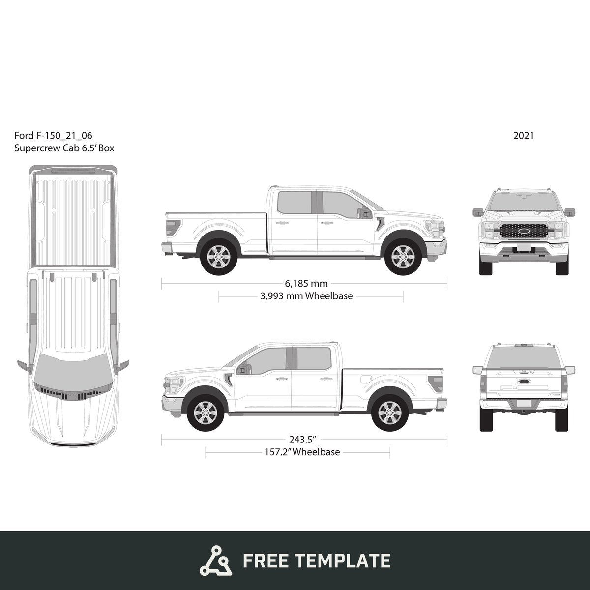 2021 Ford F-150 free vector vehicle wrap template - GravBase