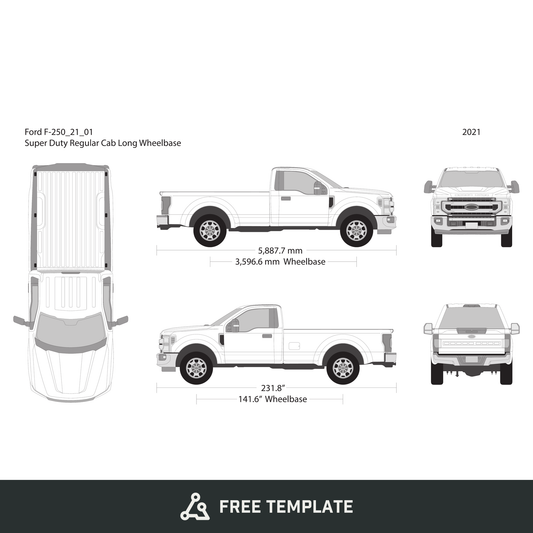 2021 Ford F-250 free vector vehicle wrap template - GravBase