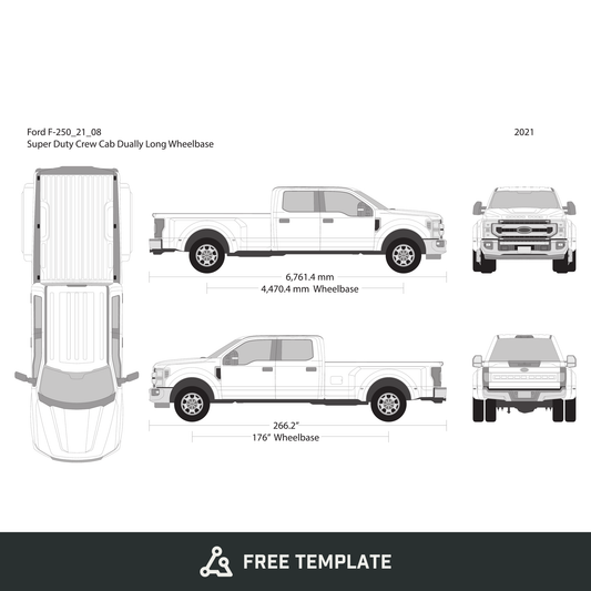 2021 Ford F-250 free vector vehicle wrap template - GravBase