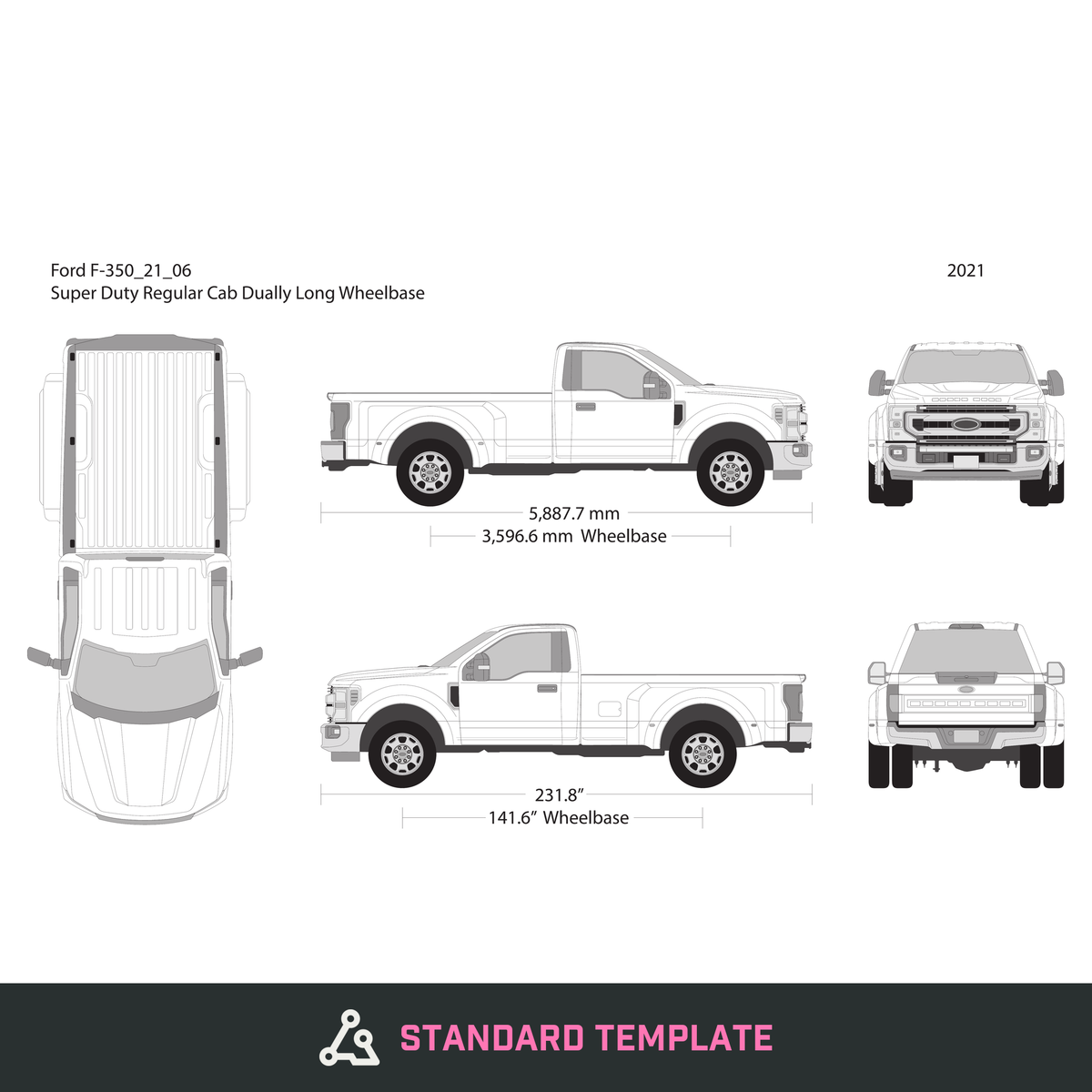2021 Ford F-350 vector wrap template V06, Design-Ready PDF - GravBase