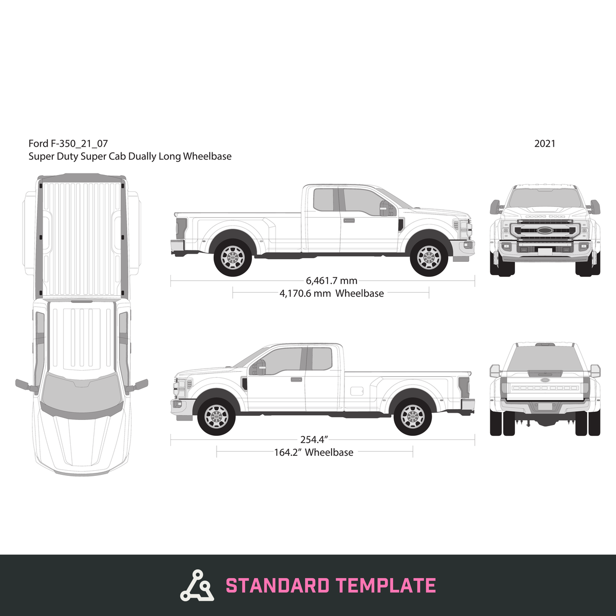 2021 Ford F-350 vector wrap template V07, Design-Ready PDF - GravBase