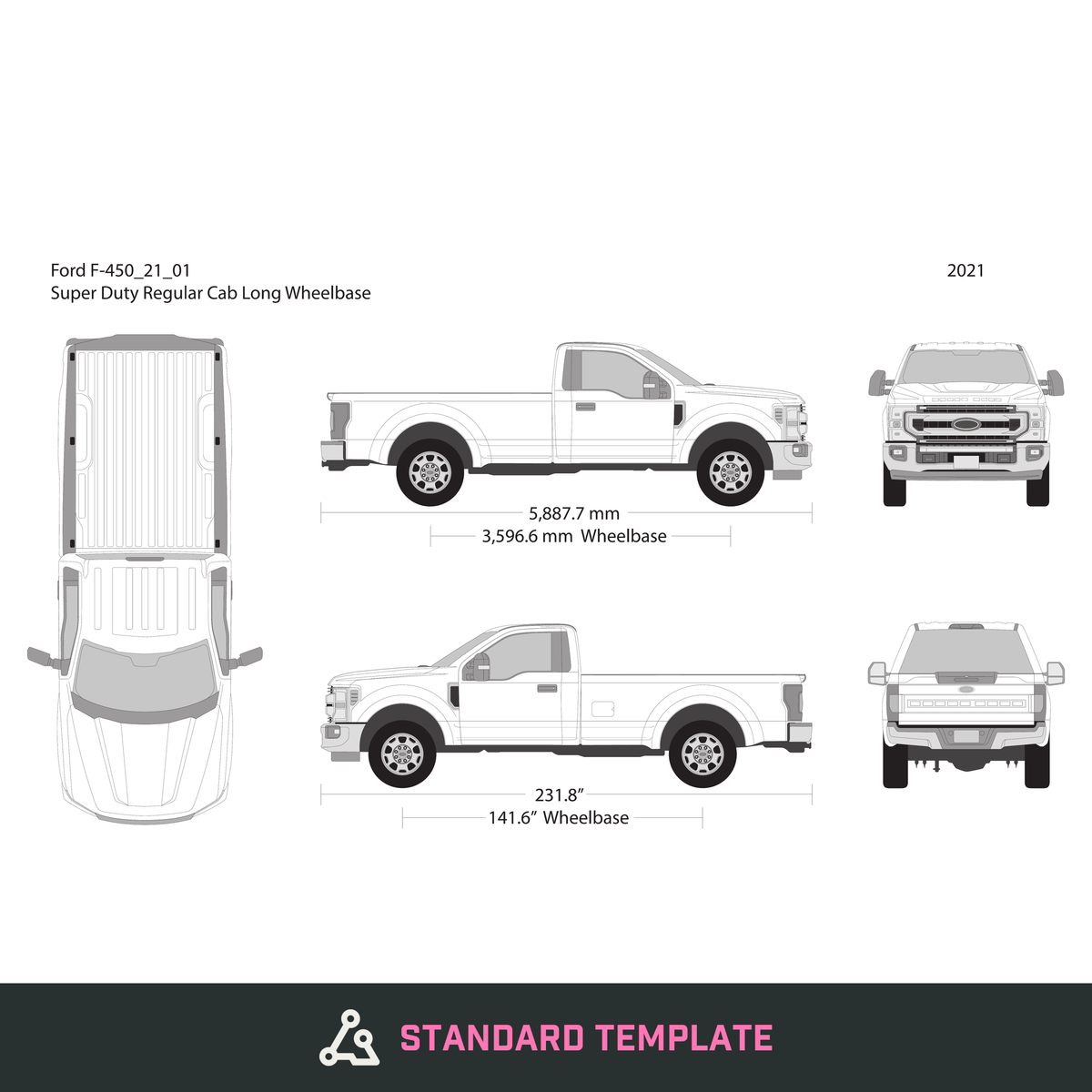 2021 Ford F-450 vector wrap template V01, Design-Ready PDF - GravBase