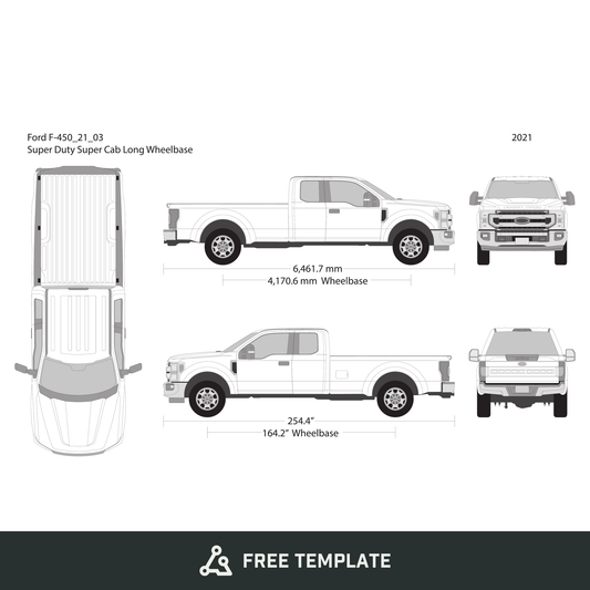 2021 Ford F-450 free vector vehicle wrap template - GravBase