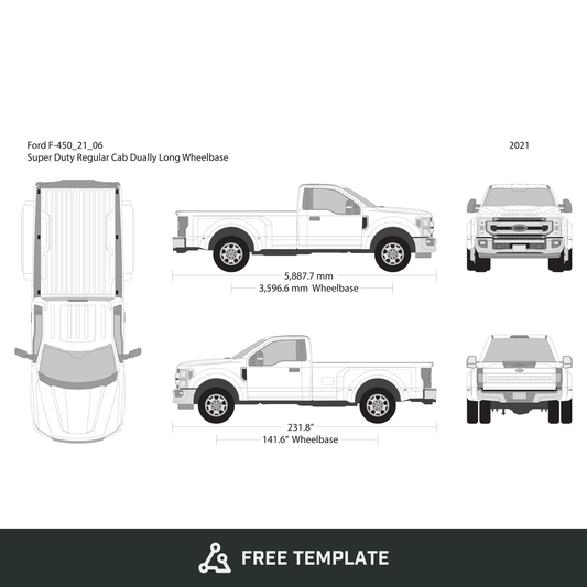 2021 Ford F-450 free vector vehicle wrap template - GravBase