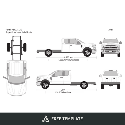2021 Ford F-450 free vector vehicle wrap template - GravBase