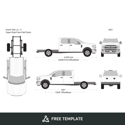 2021 Ford F-450 free vector vehicle wrap template - GravBase