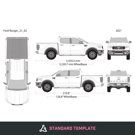 2021 Ford Ranger vector wrap template V02, Design-Ready PDF - GravBase