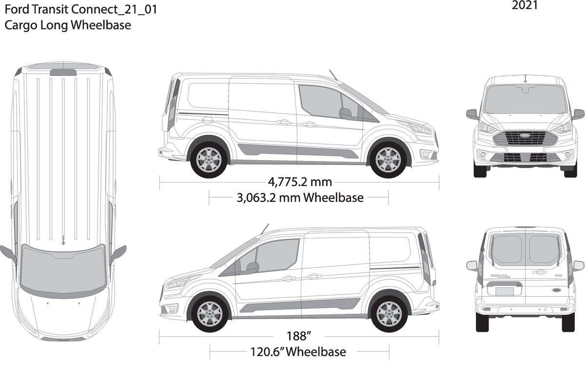 2021 Ford Transit Connect V01 Vehicle Wrap Template