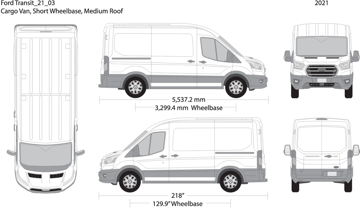 2021 Ford Transit Sliding Doors V03 Vehicle Wrap Template