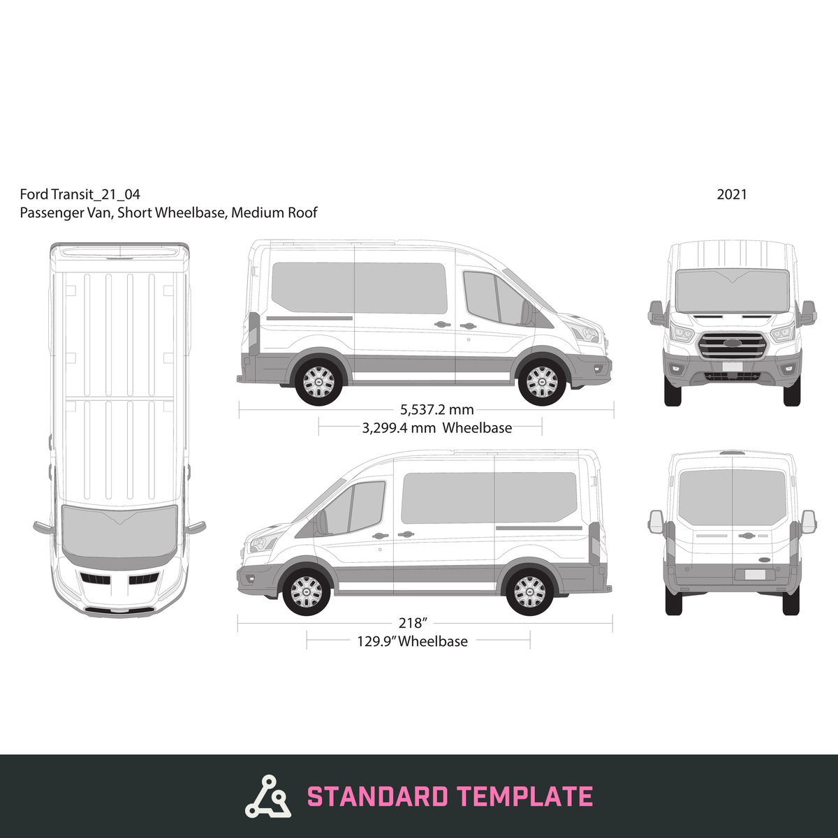 2021 Ford Transit Sliding Doors vector wrap template V04, Design-Ready PDF - GravBase