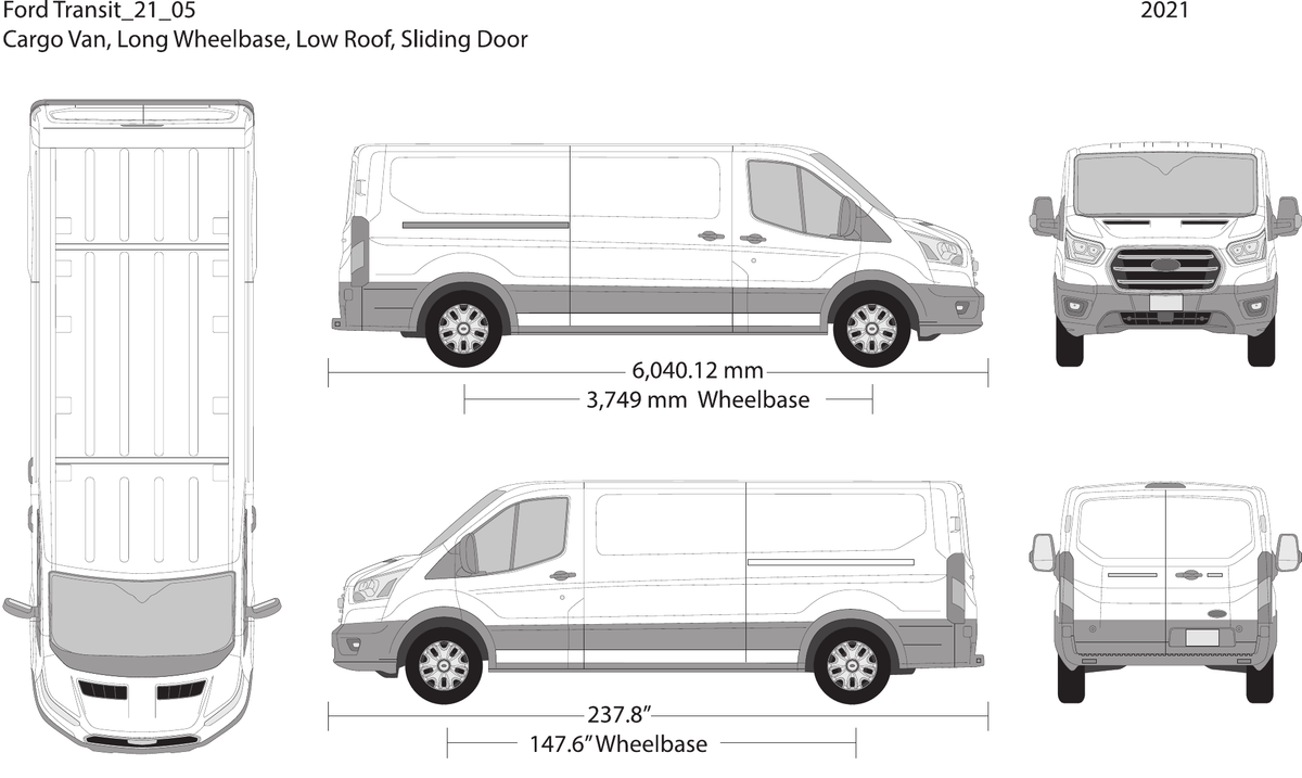 2021 Ford Transit Sliding Doors vector wrap template V05, Design-Ready PDF - GravBase
