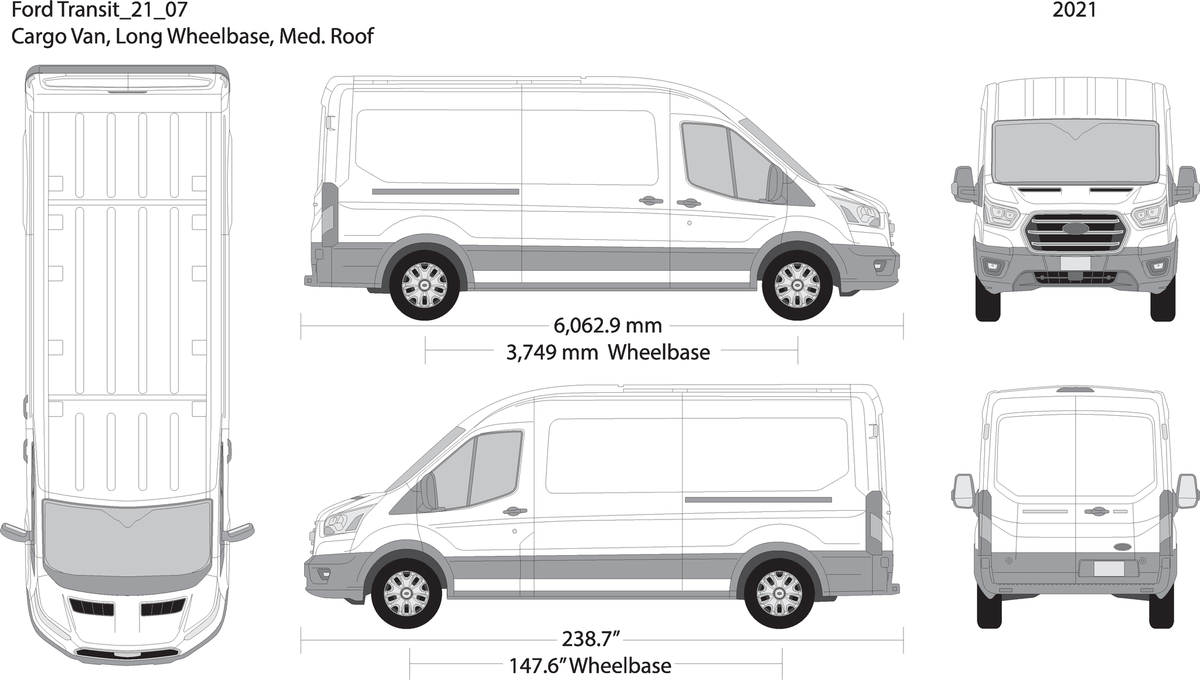 2021 Ford Transit Sliding Doors V07 Vehicle Wrap Template