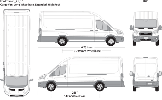 2021 Ford Transit Sliding Doors V13 Vehicle Wrap Template