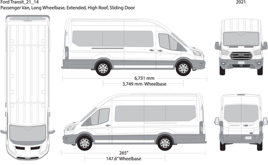 2021 Ford Transit Sliding Doors V14 Vehicle Wrap Template