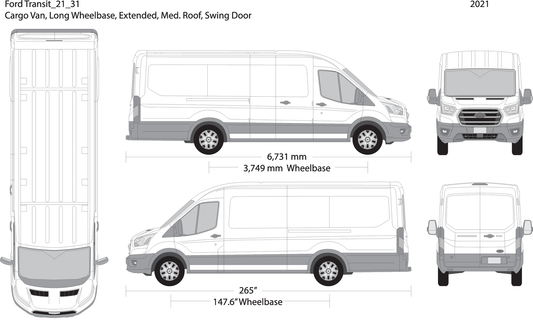 2021 Ford Transit Swing Doors V31 Vehicle Wrap Template