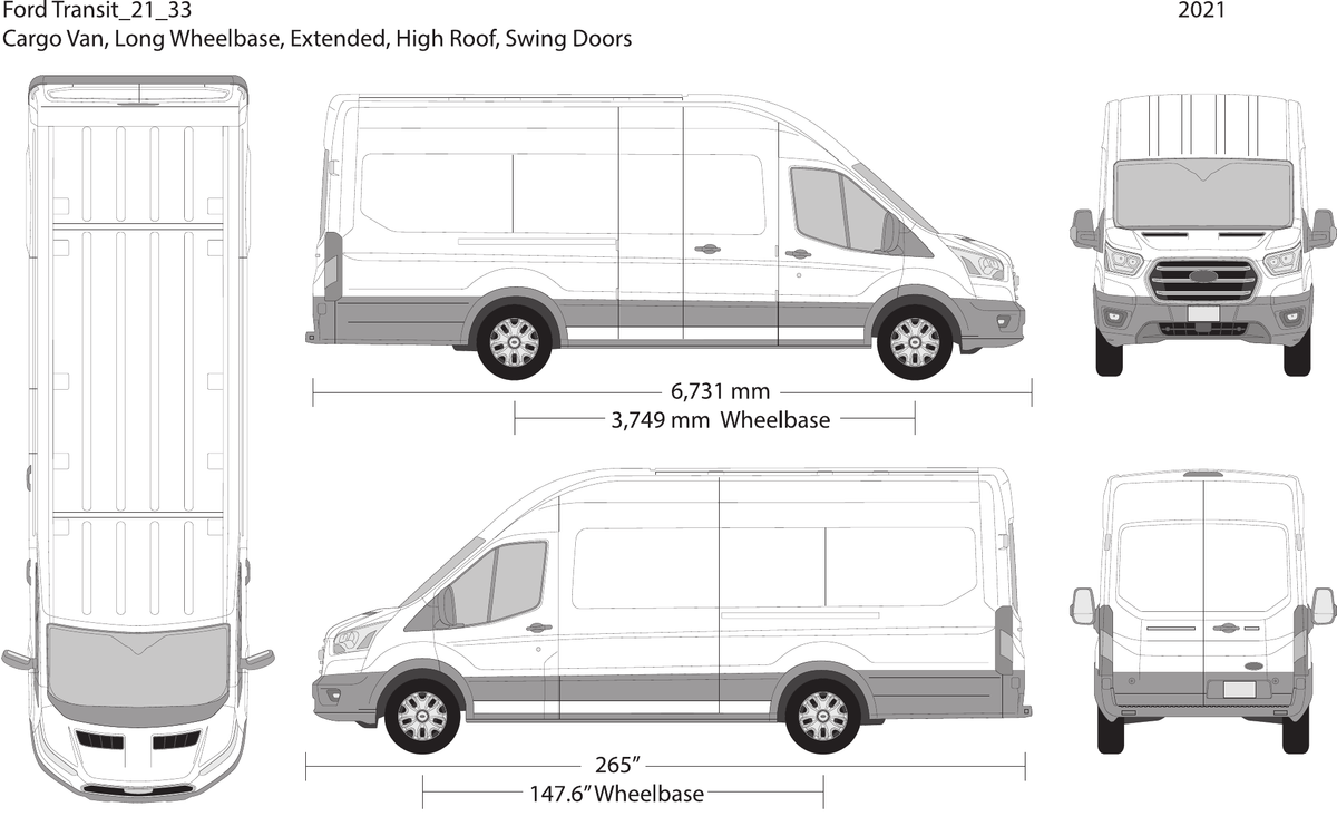 2021 Ford Transit Swing Doors vector wrap template V33, Design-Ready PDF - GravBase