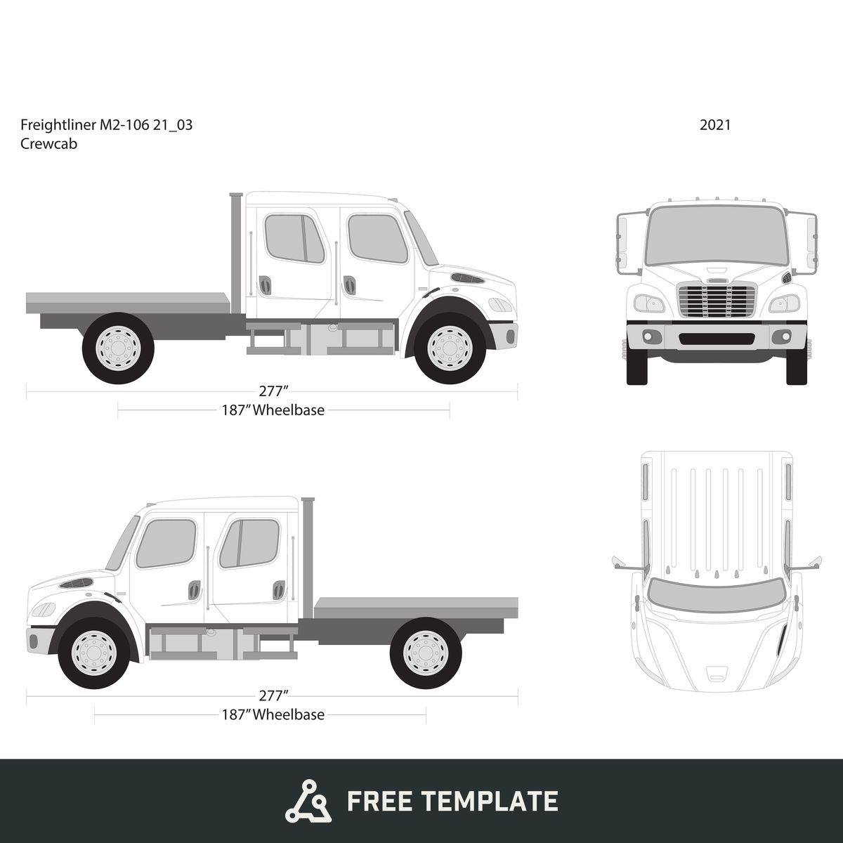 2021 Freightliner M2-106 free vector vehicle wrap template - GravBase