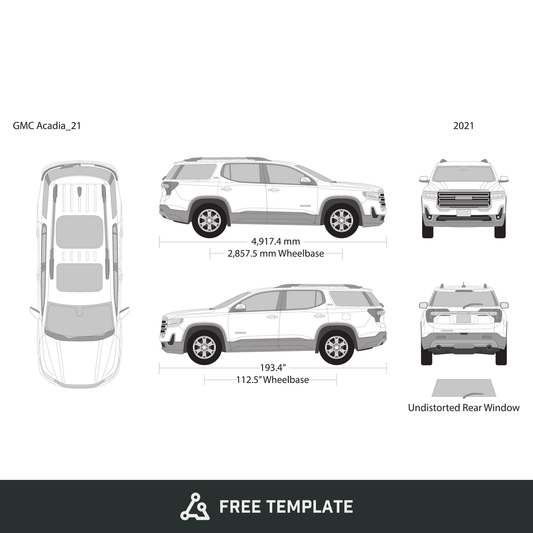 2021 GMC Acadia free vector vehicle wrap template - GravBase