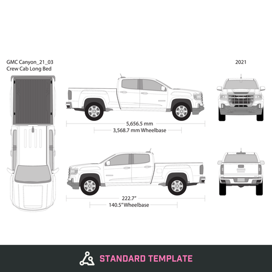 2021 GMC Canyon vector wrap template V03, Design-Ready PDF - GravBase