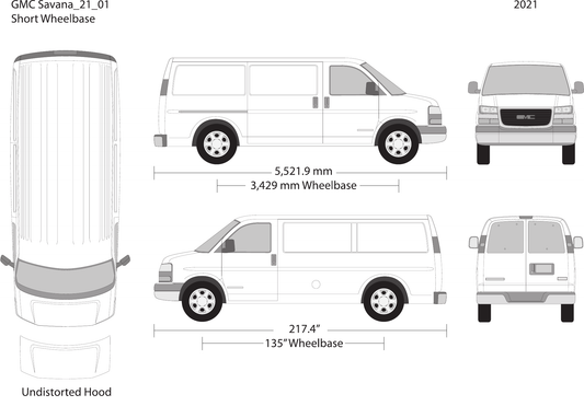 2021 GMC Savana vector wrap template V01, Design-Ready PDF - GravBase