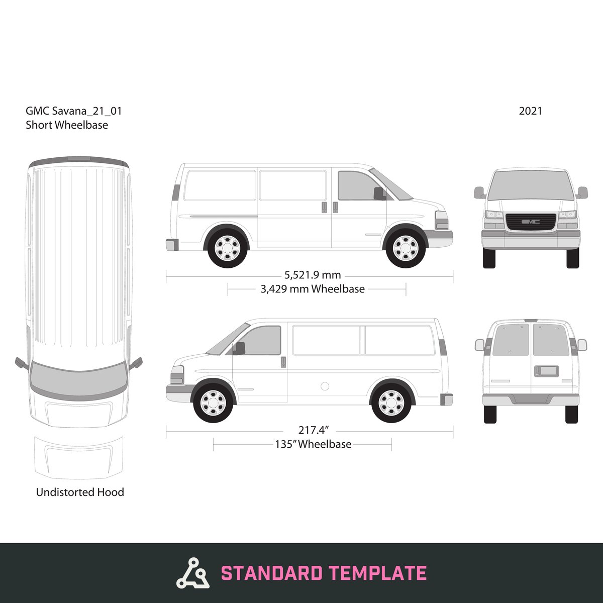 2021 GMC Savana vector wrap template V01, Design-Ready PDF - GravBase