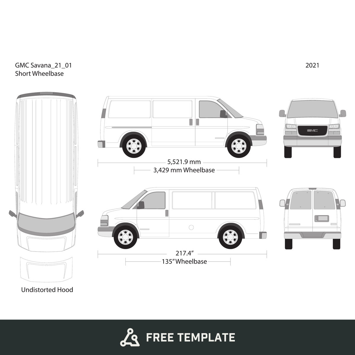 2021 GMC Savana free vector vehicle wrap template - GravBase