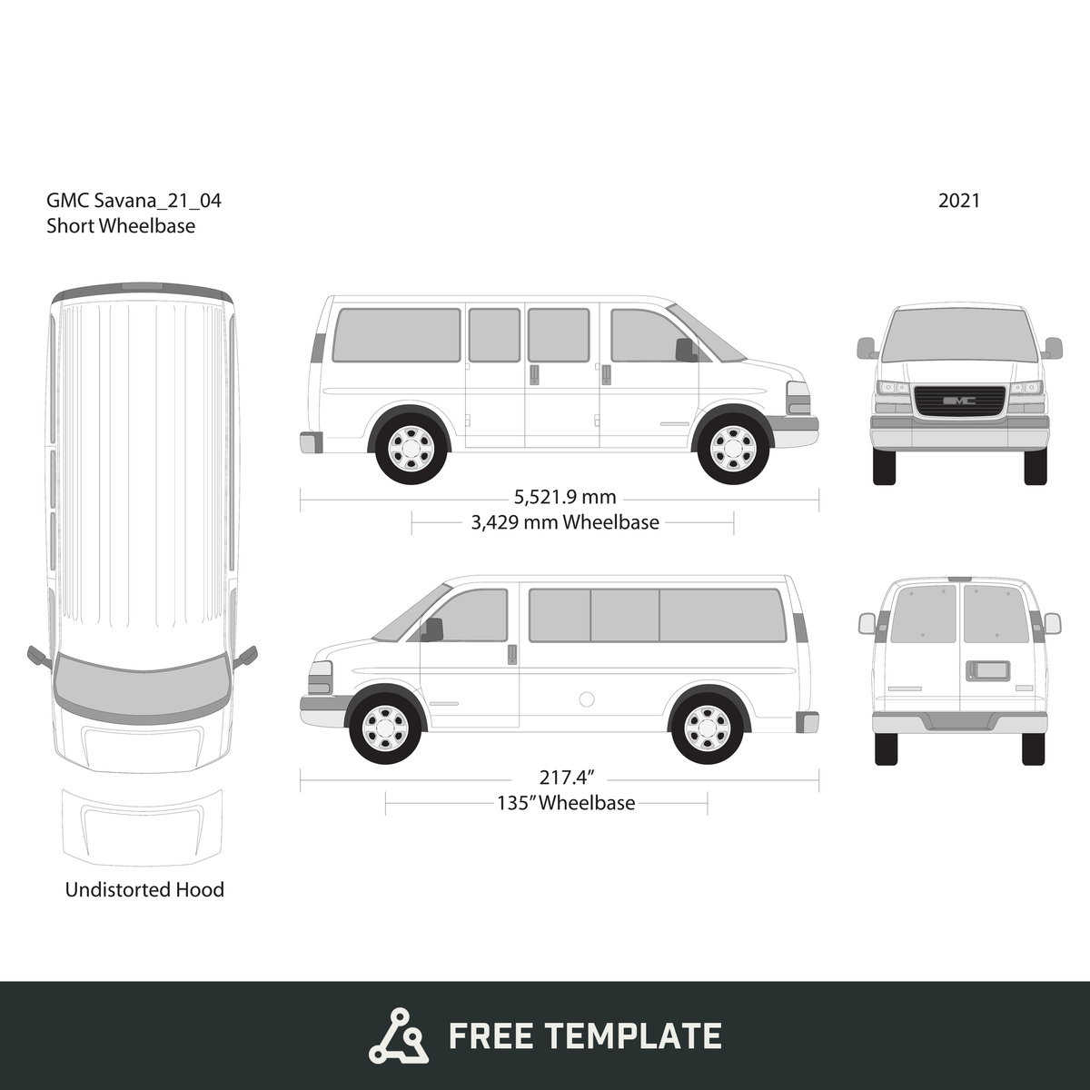 2021 GMC Savana free vector vehicle wrap template - GravBase