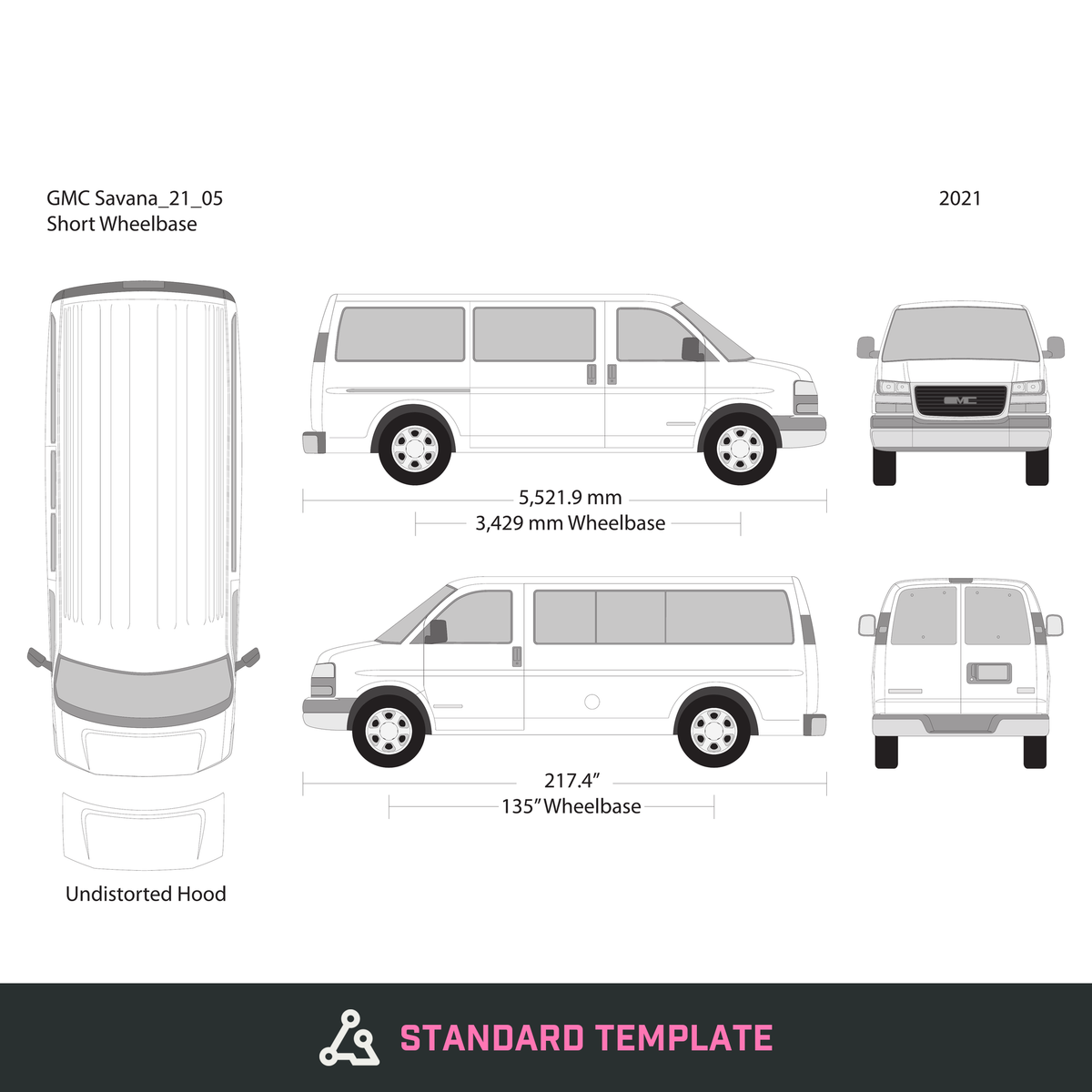 2021 GMC Savana vector wrap template V05, Design-Ready PDF - GravBase
