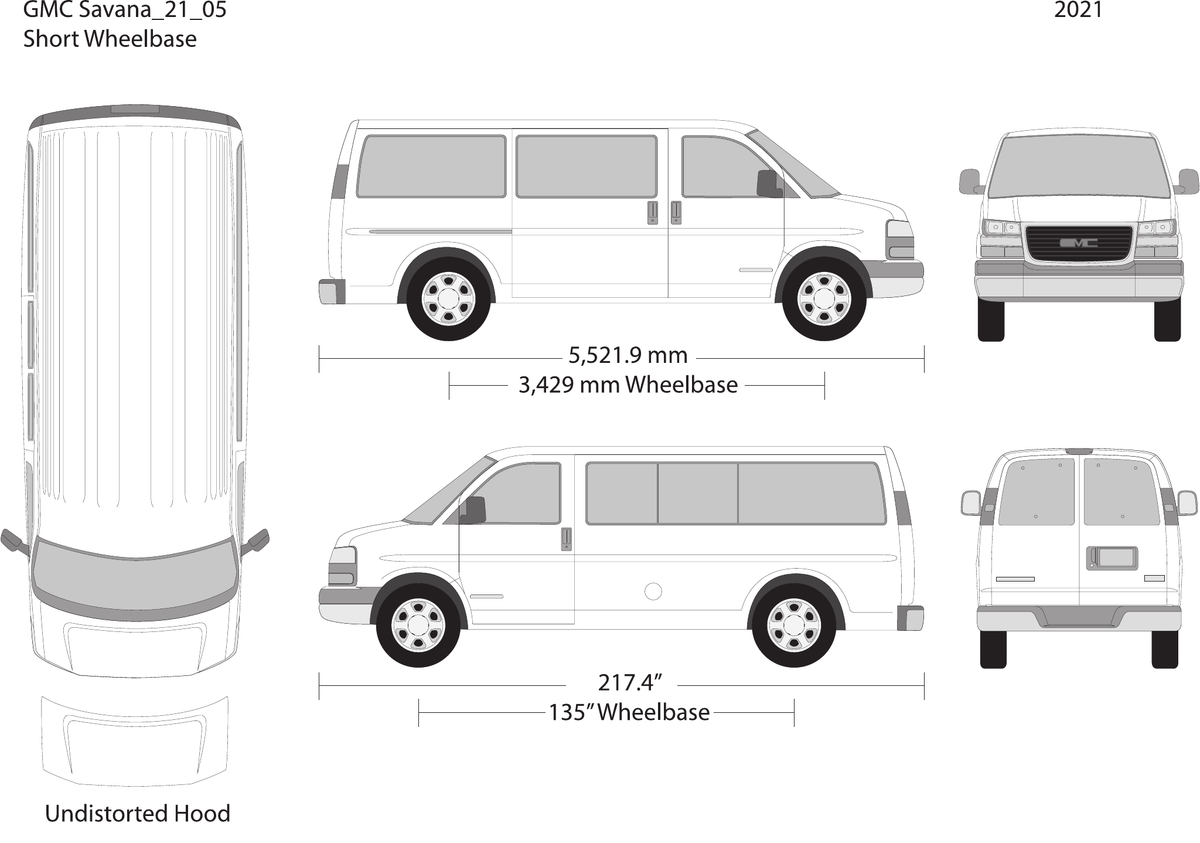 2021 GMC Savana vector wrap template V05, Design-Ready PDF - GravBase