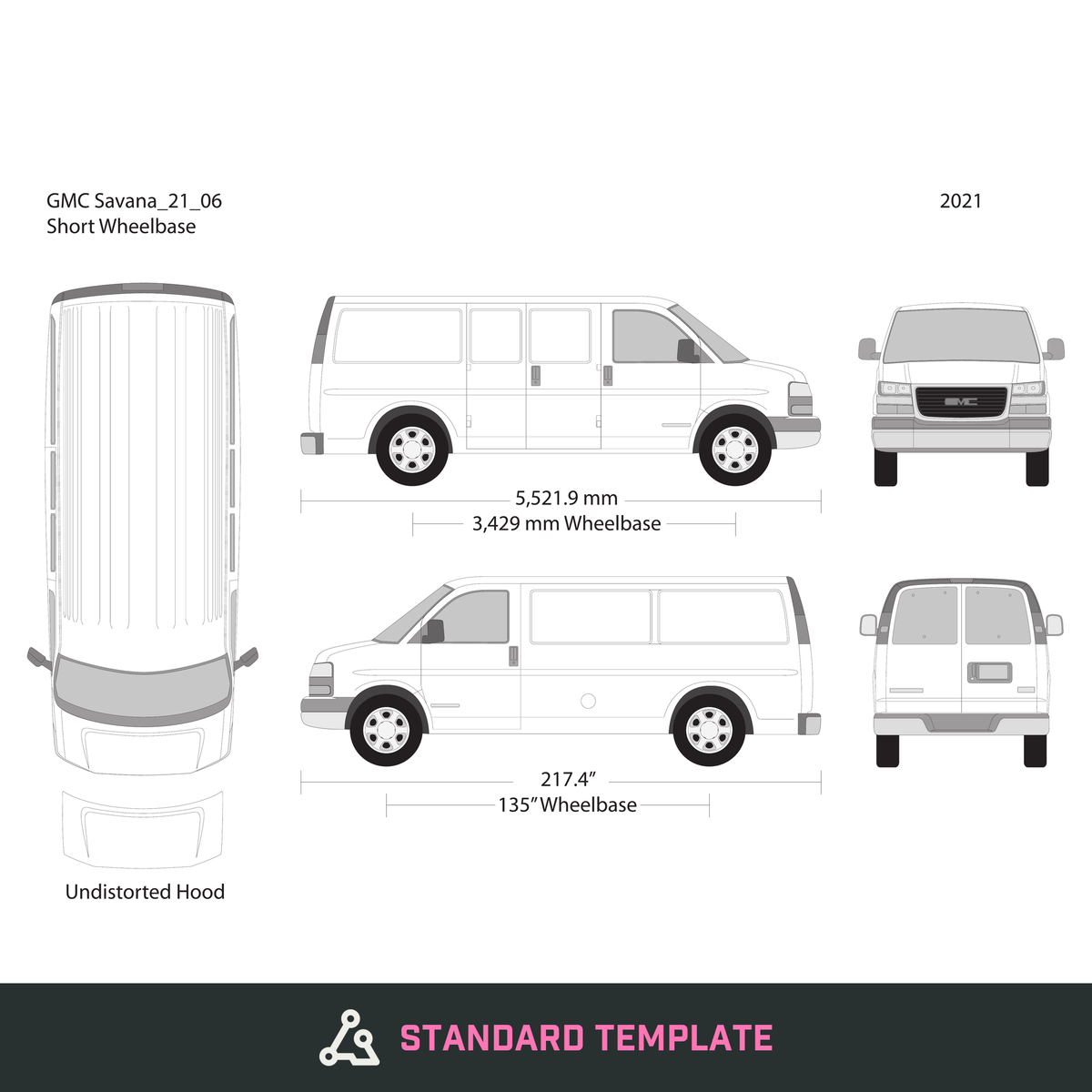 2021 GMC Savana vector wrap template V06, Design-Ready PDF - GravBase