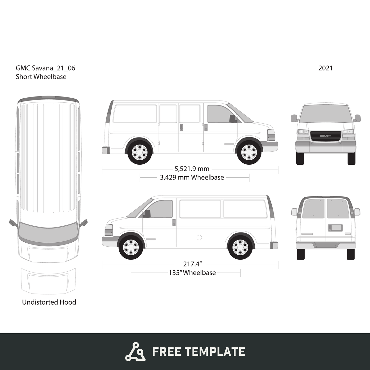 2021 GMC Savana free vector vehicle wrap template - GravBase