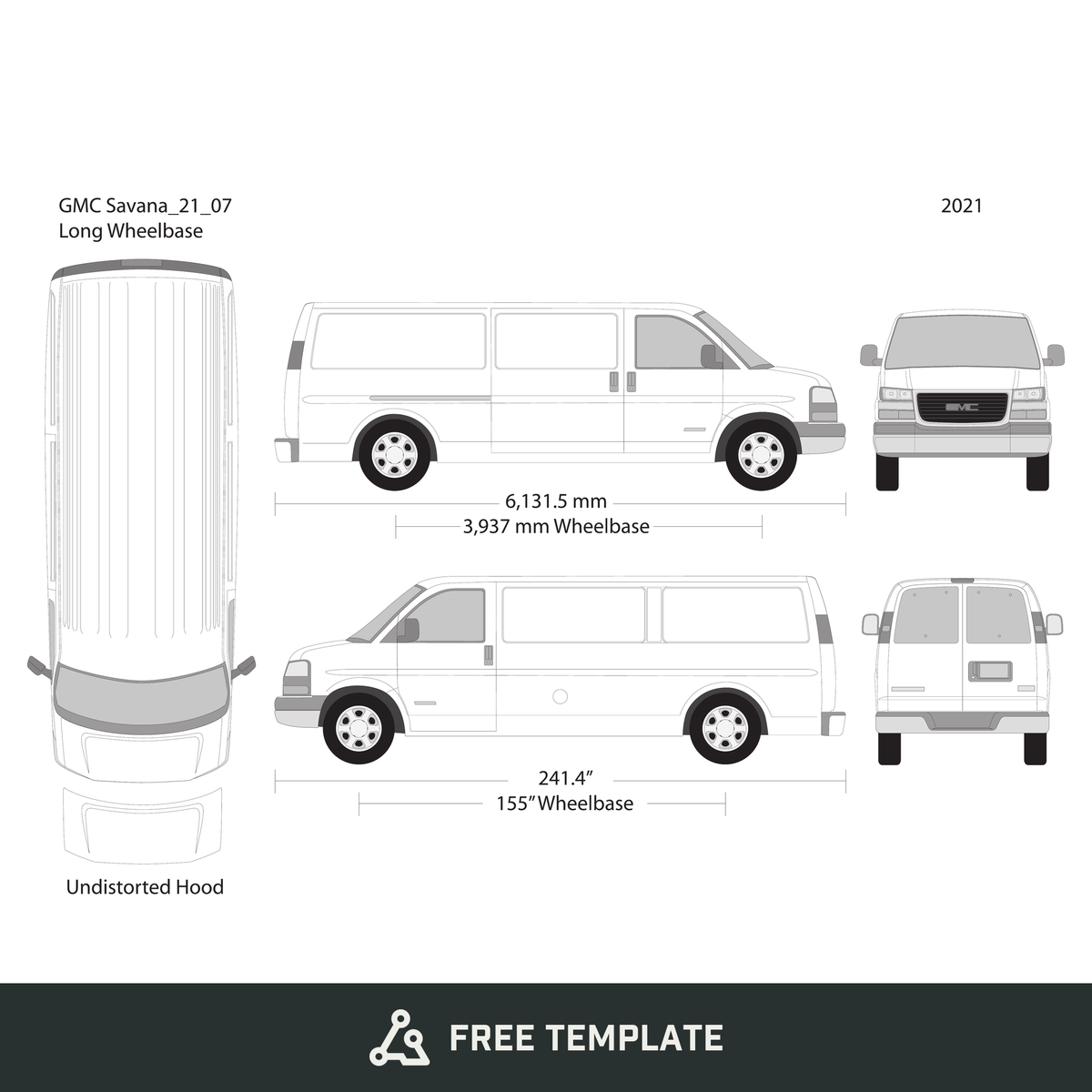 2021 GMC Savana free vector vehicle wrap template - GravBase