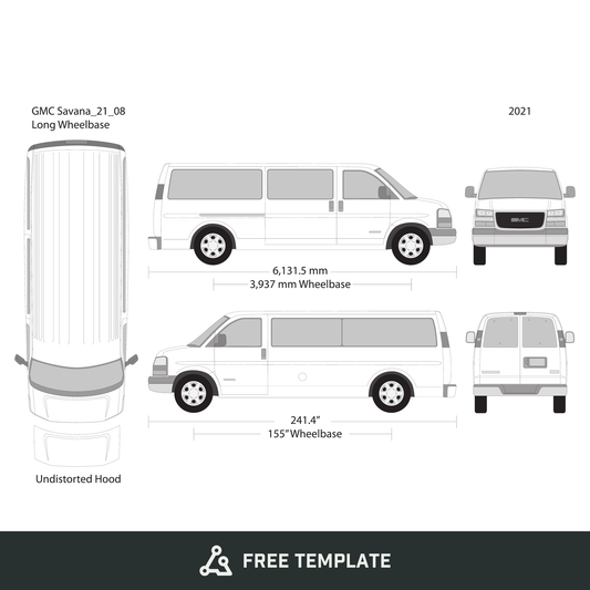 2021 GMC Savana free vector vehicle wrap template - GravBase