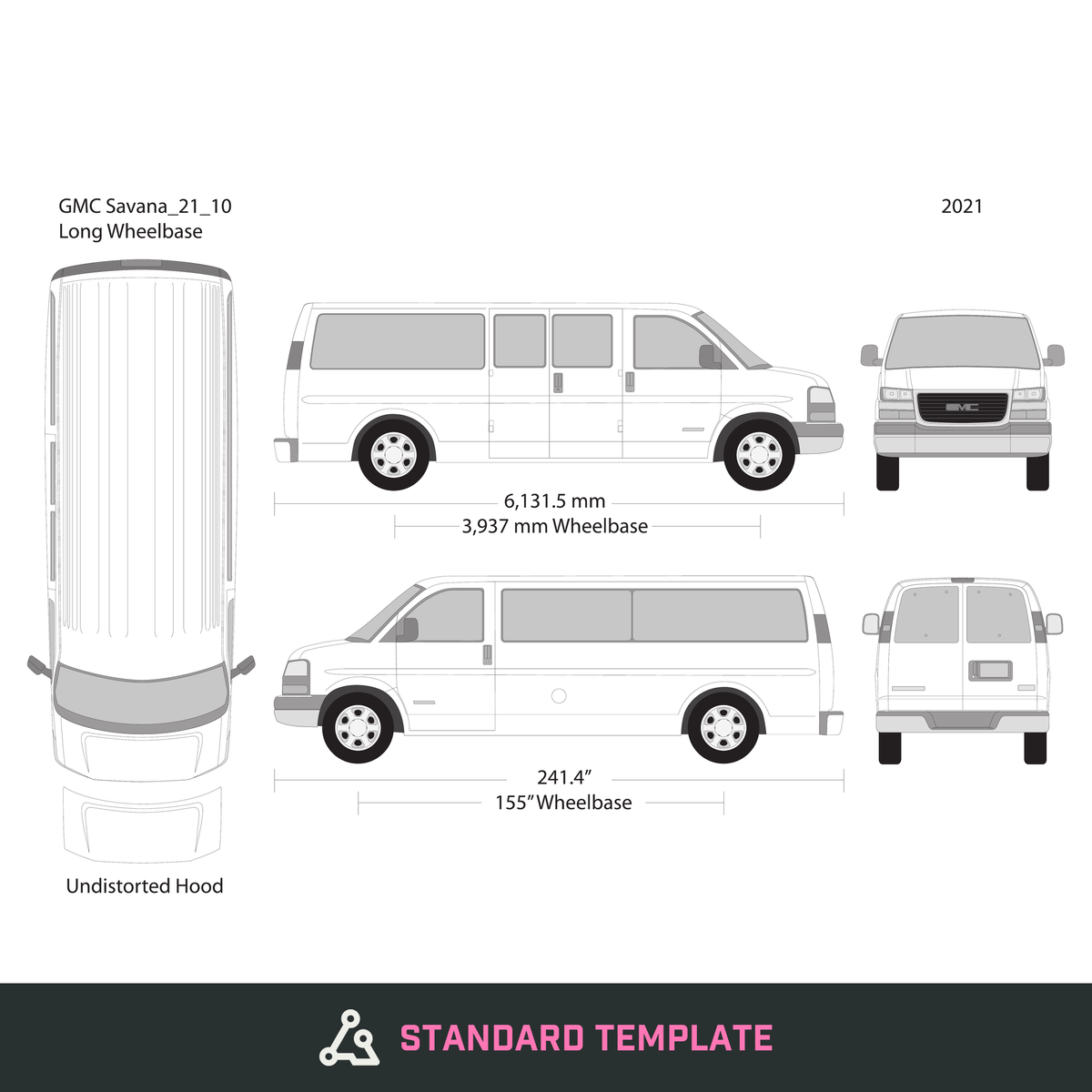 2021 GMC Savana vector wrap template V10, Design-Ready PDF - GravBase