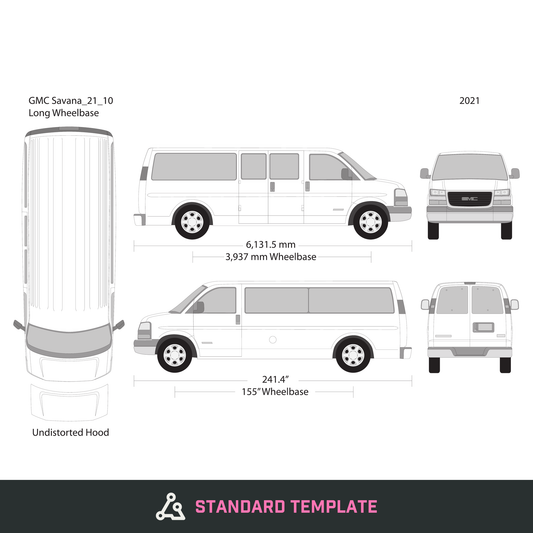 2021 GMC Savana vector wrap template V10, Design-Ready PDF - GravBase