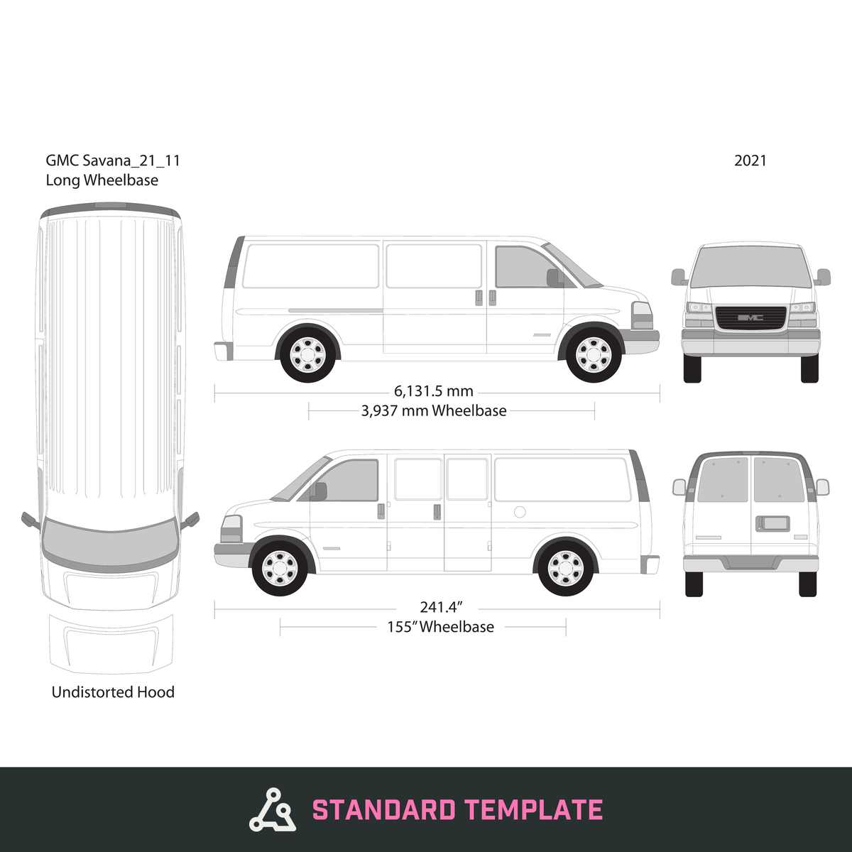 2021 GMC Savana vector wrap template V11, Design-Ready PDF - GravBase