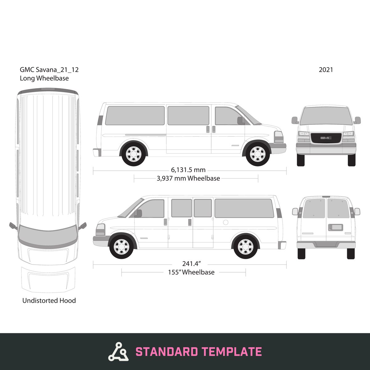 2021 GMC Savana vector wrap template V12, Design-Ready PDF - GravBase