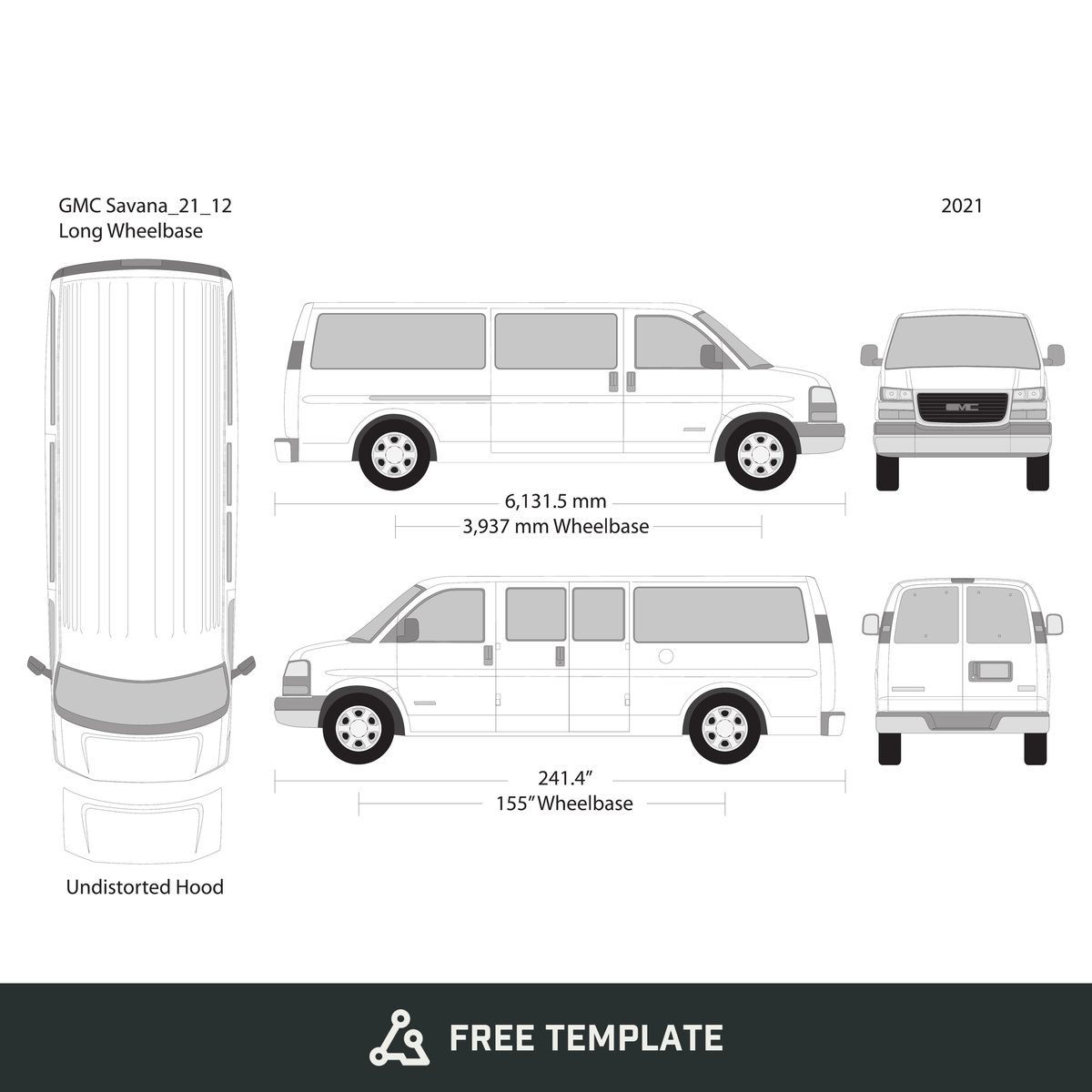 2021 GMC Savana free vector vehicle wrap template - GravBase