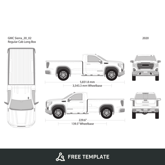 2021 GMC Sierra 1500 free vector vehicle wrap template - GravBase