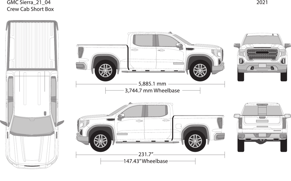 2021 GMC Sierra 1500 vector wrap template V04, Design-Ready PDF - GravBase