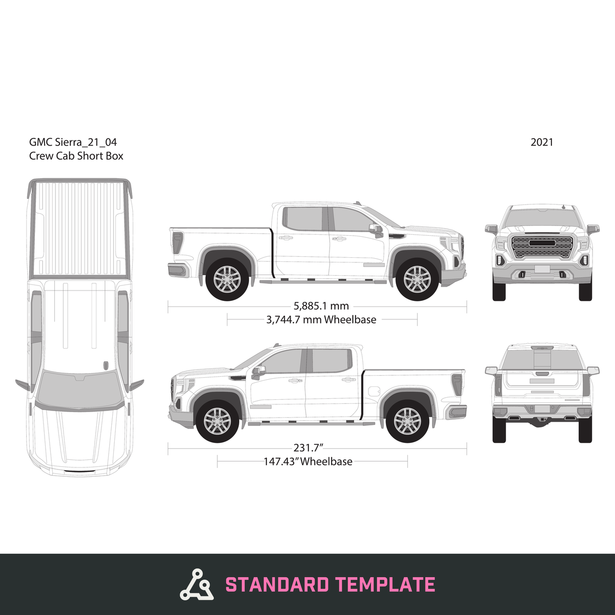 2021 GMC Sierra 1500 vector wrap template V04, Design-Ready PDF - GravBase