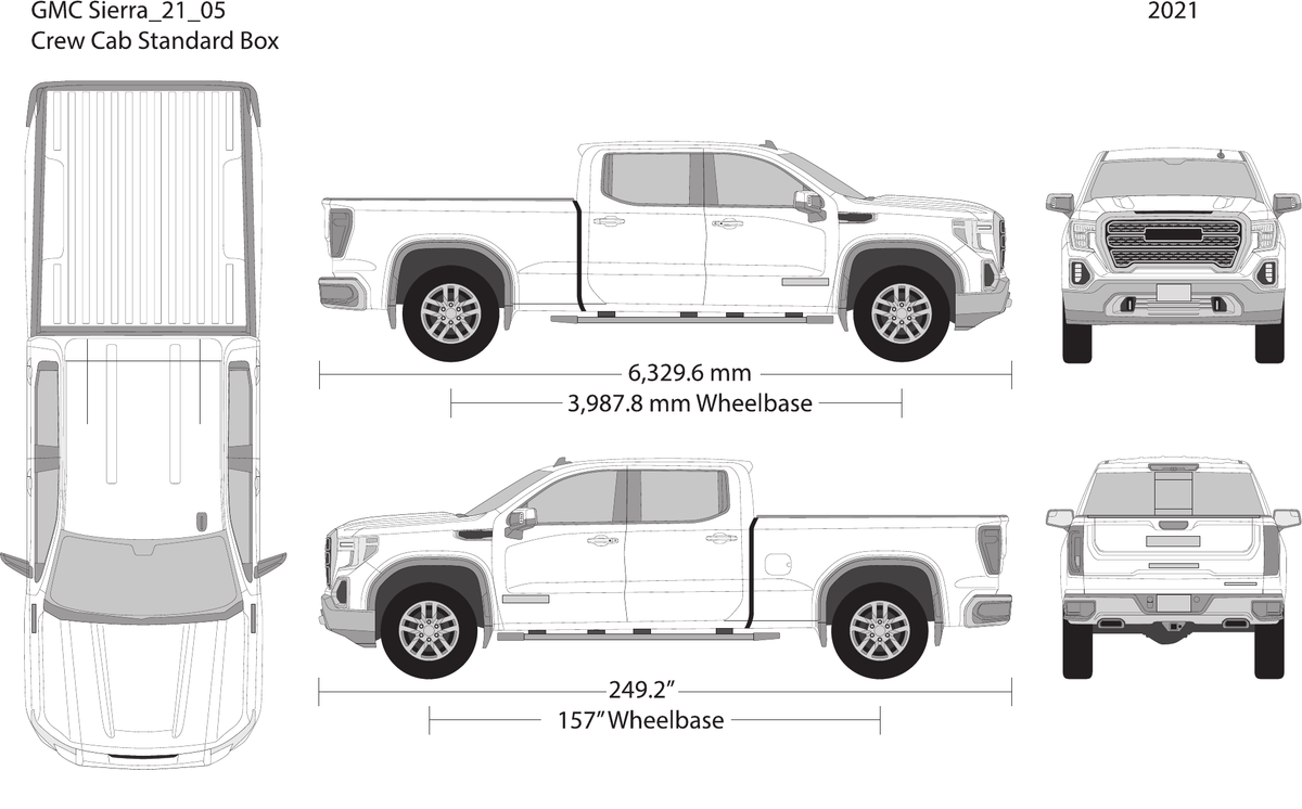 2021 GMC Sierra 1500 vector wrap template V05, Design-Ready PDF - GravBase