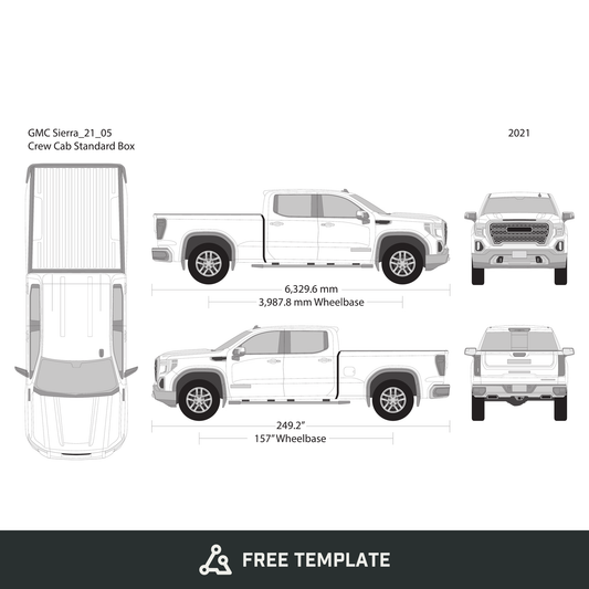 2021 GMC Sierra 1500 free vector vehicle wrap template - GravBase