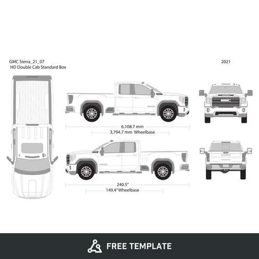 2021 GMC Sierra 2500-3500 HD free vector vehicle wrap template - GravBase